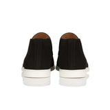 Męskie Zamszowe Mokasyny – Slip-On Chukka Styl, Płaska Podeszwa – Czarny